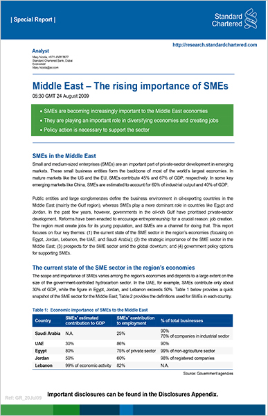 Middle East – The Rising Importance of SMEs